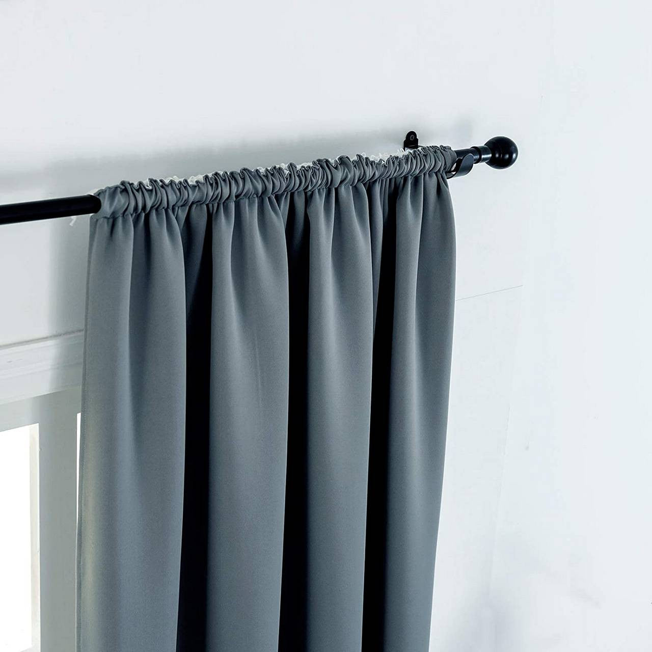 24goodz Blackout Curtain 250g/m² with Ruffles - Elegant Design - 100% Polyester - For Home & Office - Light Grey 135x245 cm - sfgr