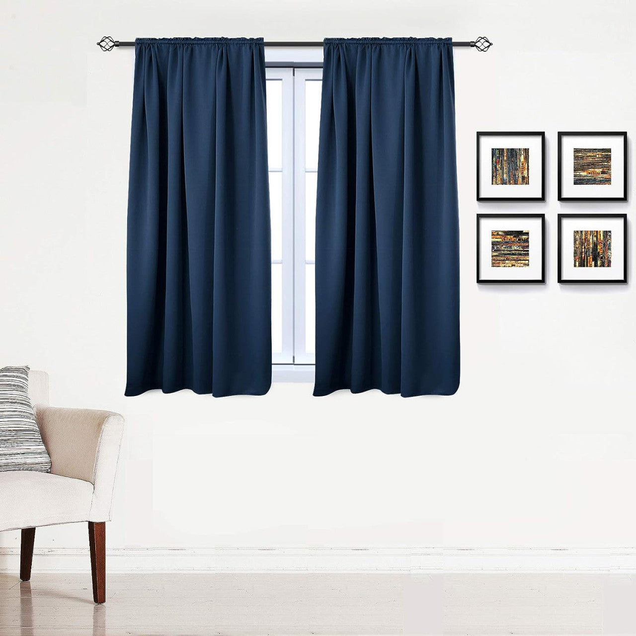 24goodz Blackout Curtain 250g/m² with Ruffle Tape - Durable & Stylish - 100% Polyester - For Home & Office - Dark Blue 135x175 cm - dbl