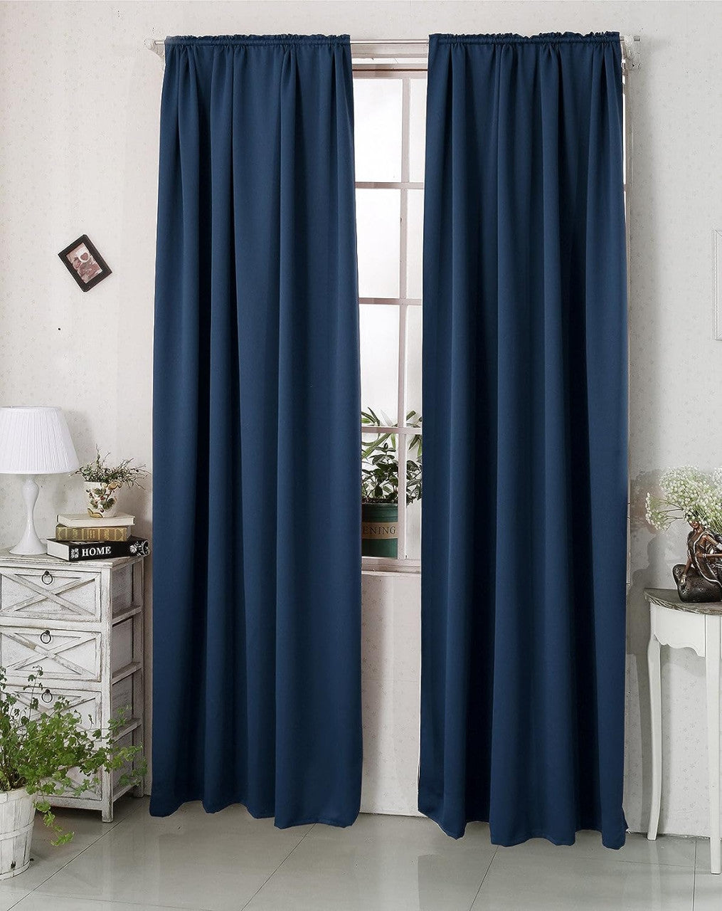 24goodz Blackout Curtain 250g/m² with Pleat Tape - Energy Saving & Sound Absorbing - 100% Polyester - Dark Blue - 135x245 cm - dbl
