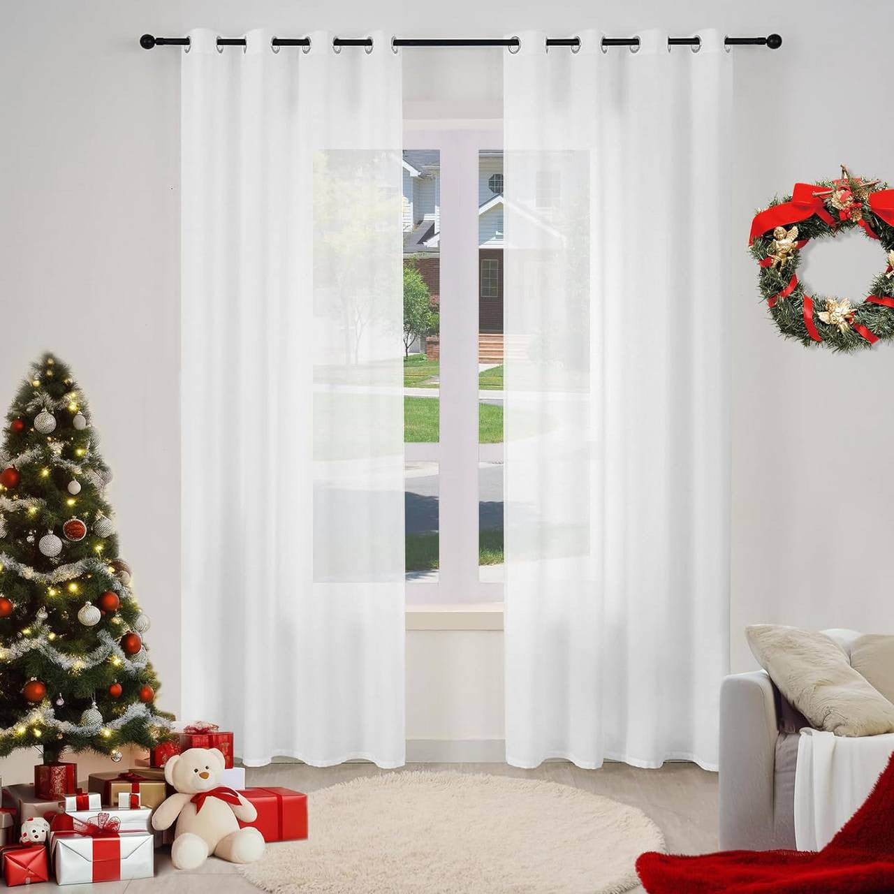 24goodz Semi-Transparent Curtains - Elegant and Versatile Design - 100% Polyester - For Every Room - White 135x225 cm