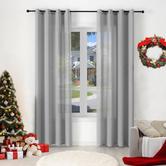 24goodz Semi-Transparent Curtains - Elegant and Versatile Design - 100% Polyester - For Every Room - Grey 135x175 cm