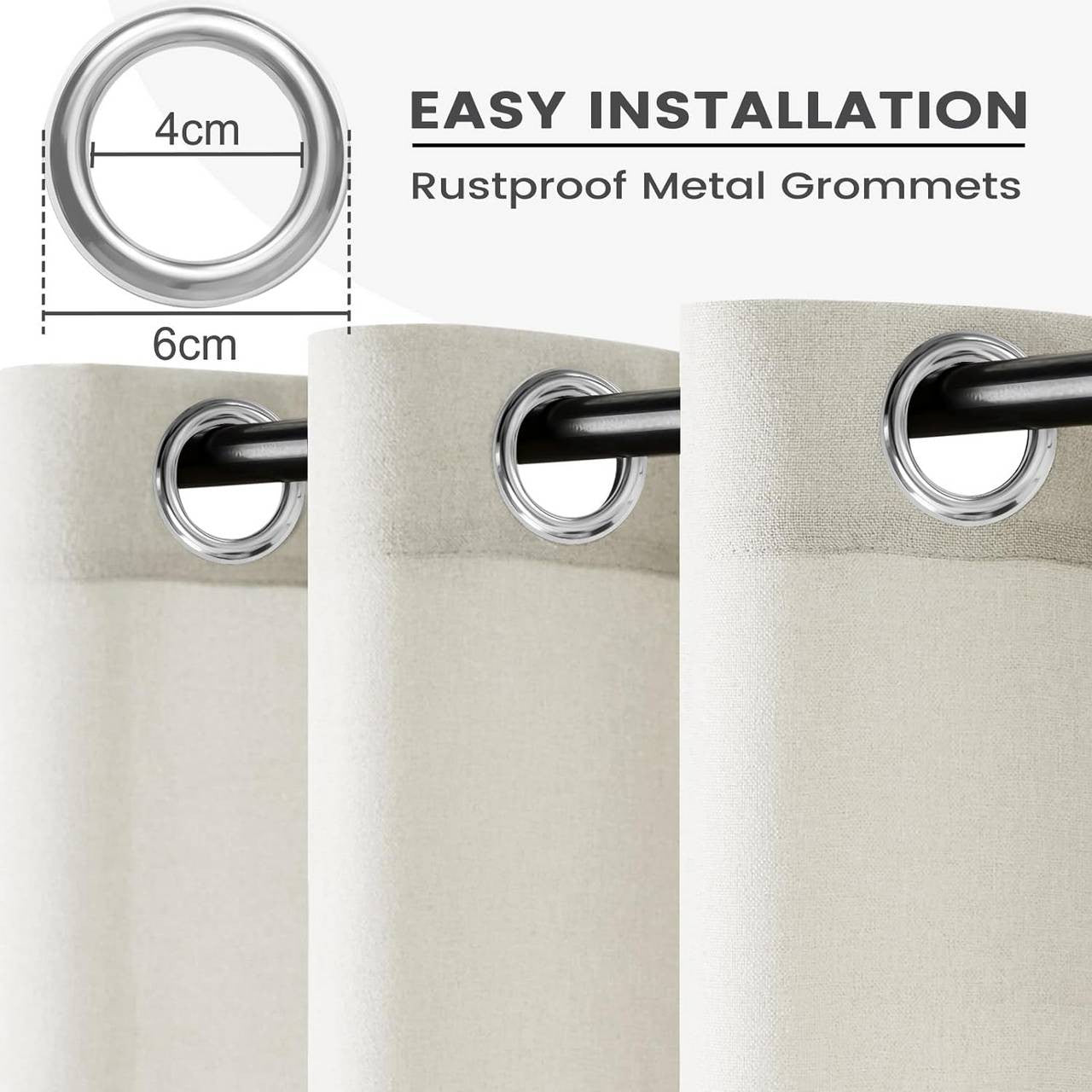 24goodz Semi-Transparent Linen Look Curtains - Elegant and Versatile Design - 100% Polyester - For Every Room - Crème 135x245 cm