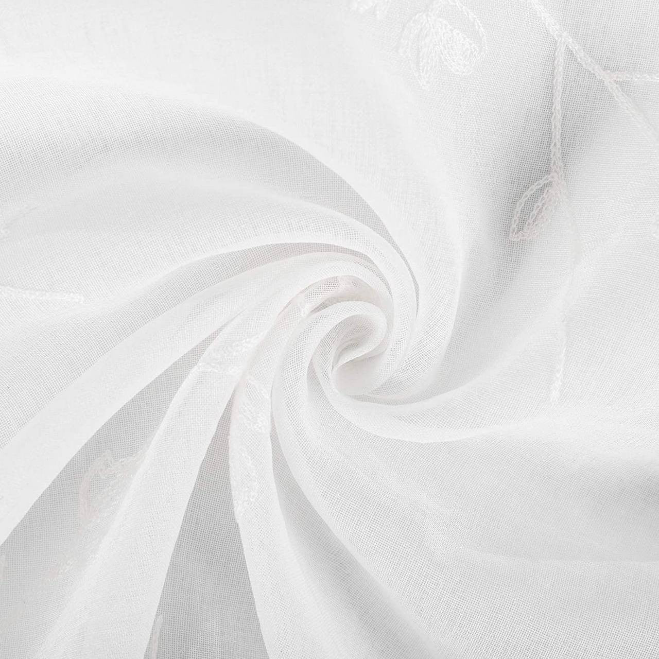 24goodz Sheer Curtains with Floral Embroidery - Elegant Design - 100% Polyester - For Every Room - White 140x245 cm - ws