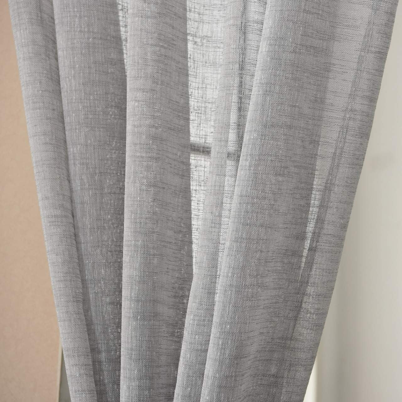 24goodz Sheer Curtains with Ruffles - Elegant Light Filtering - 100% Polyester - For Home Décor - Light Grey 140x225 cm - hgr