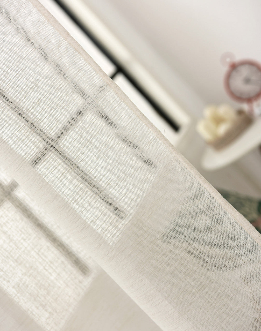 24goodz Transparent Curtains with Ruffles - Light Filtering Design - 100% Polyester - For Living Room and Bedroom - Cream 140x145 cm