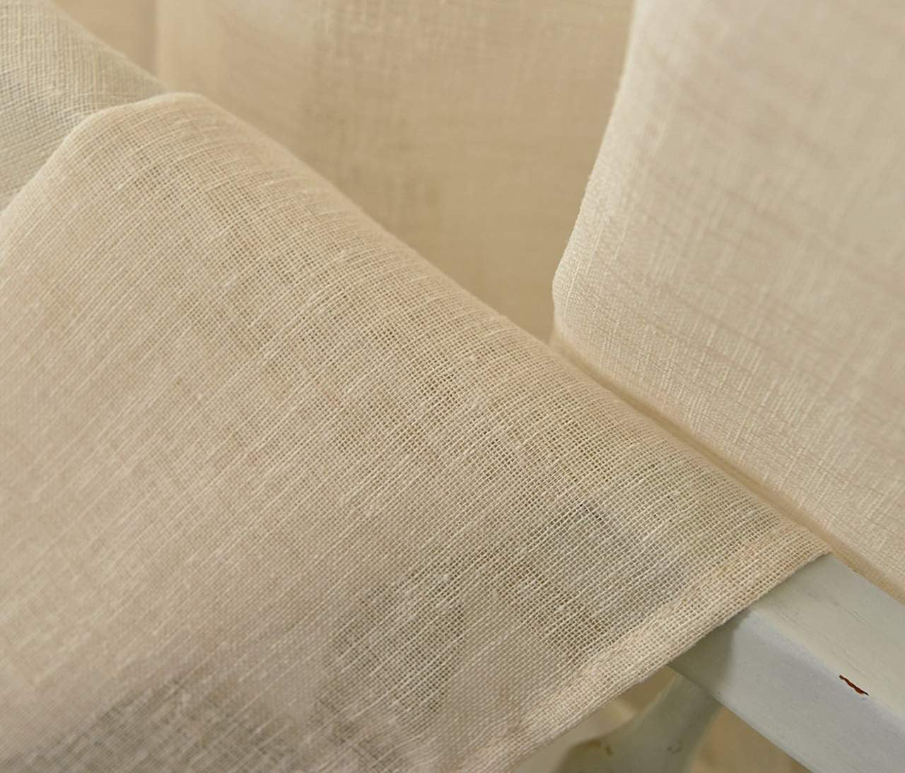 24goodz Transparent Linen Look Curtains - Breathable and Light Filtering - 100% Polyester - For Living Room and Bedroom - Sand 140x225 cm - sd