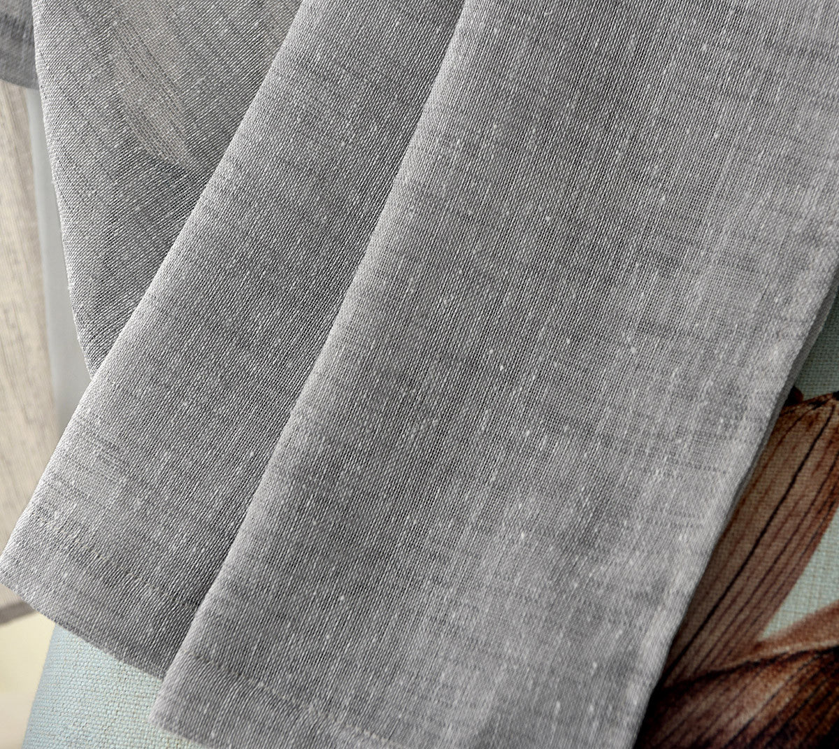 24goodz Transparent Curtain with Eyelets - Elegant Linen Look - 100% Polyester - For Living Room and Bedroom - Dark Grey 140x245 cm - dgr
