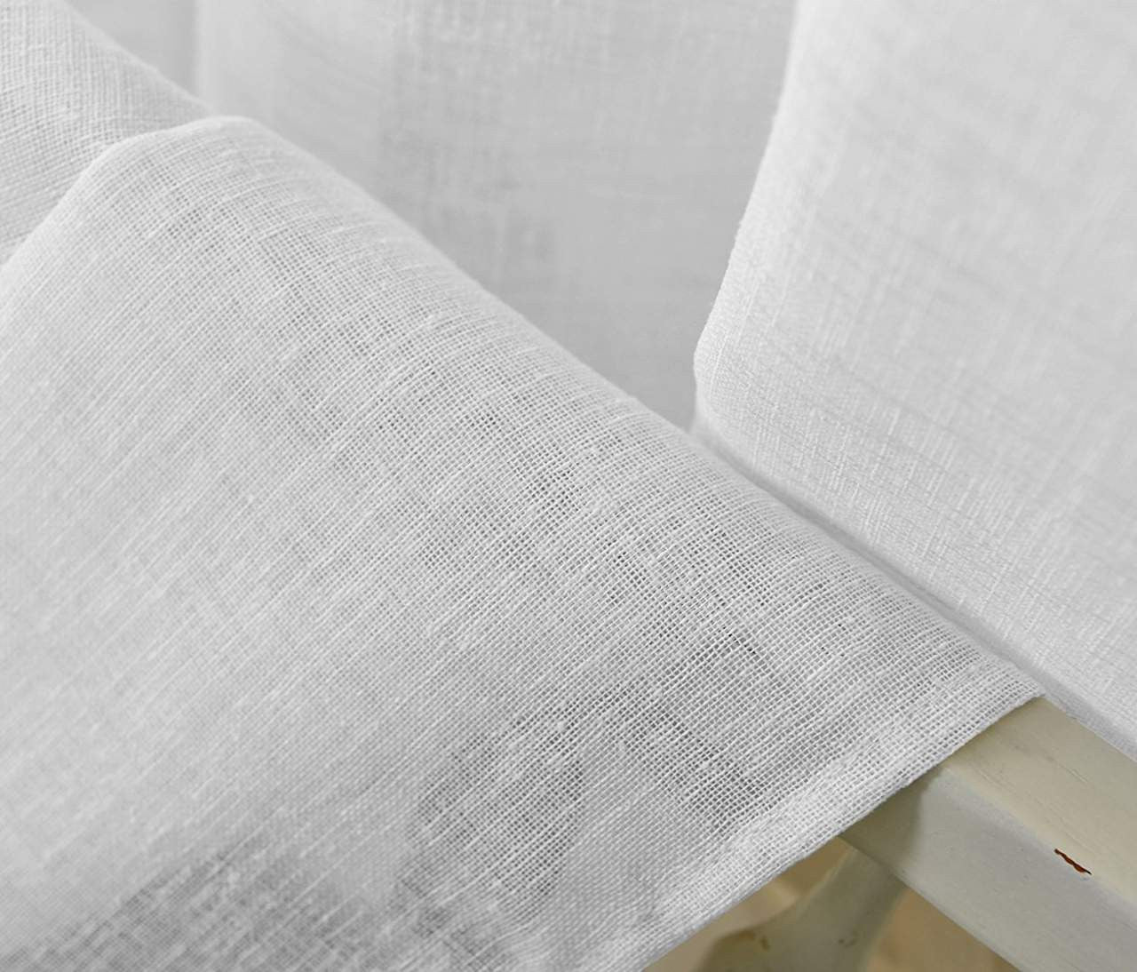 24goodz Transparent Curtain with Eyelets - Elegant Linen Look - 100% Polyester - For Every Room - White 140x225 cm - ws