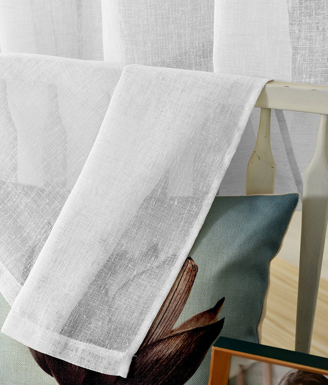 24goodz Transparent Curtains Set of 2 - Elegant Linen Look - 100% Polyester - For Any Room - White 140x225 cm - ws