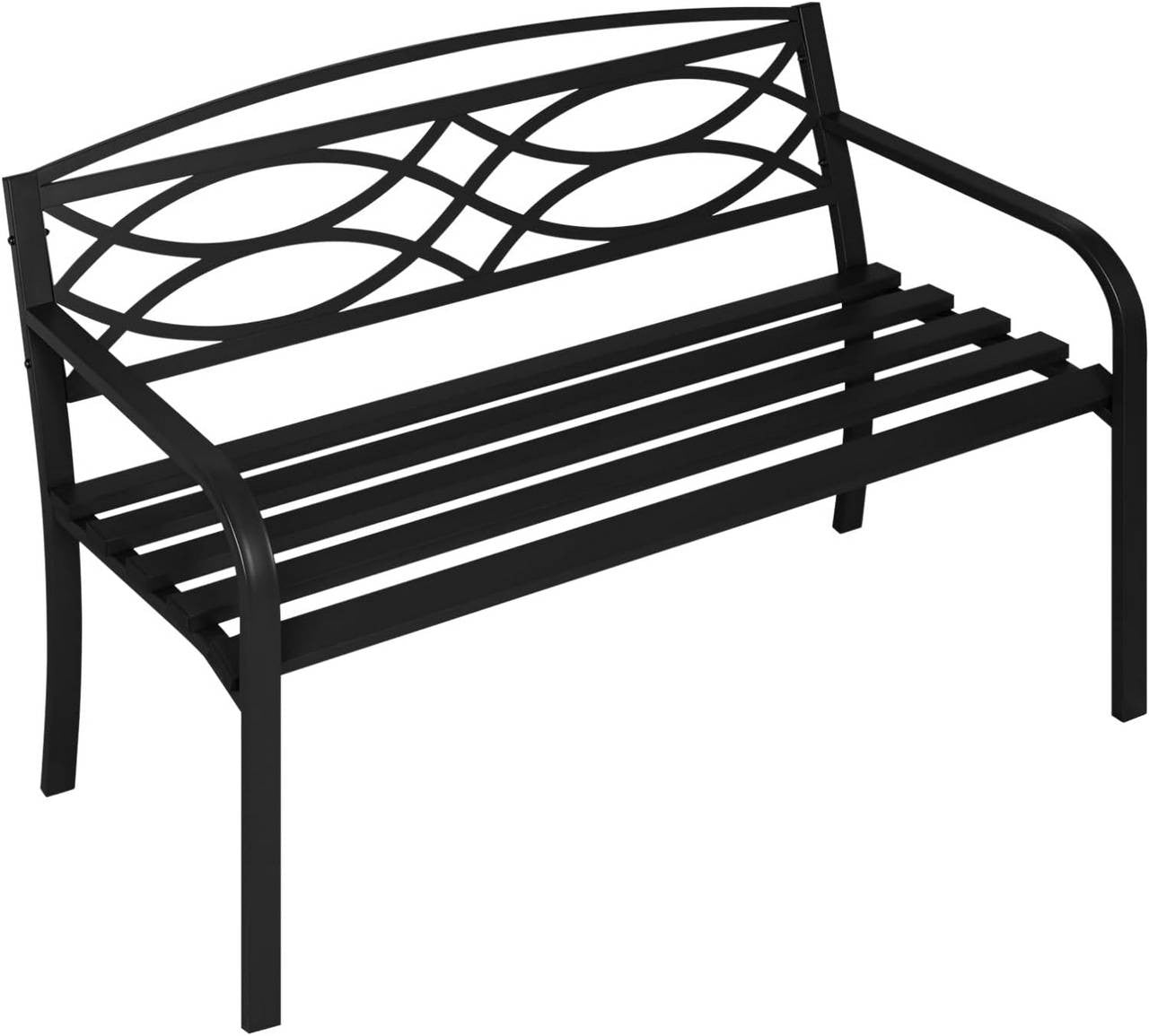 24goodz Metal Garden Bench - Ergonomic Comfort - Durable & Weatherproof - Metal - For 2 to 3 People - Black