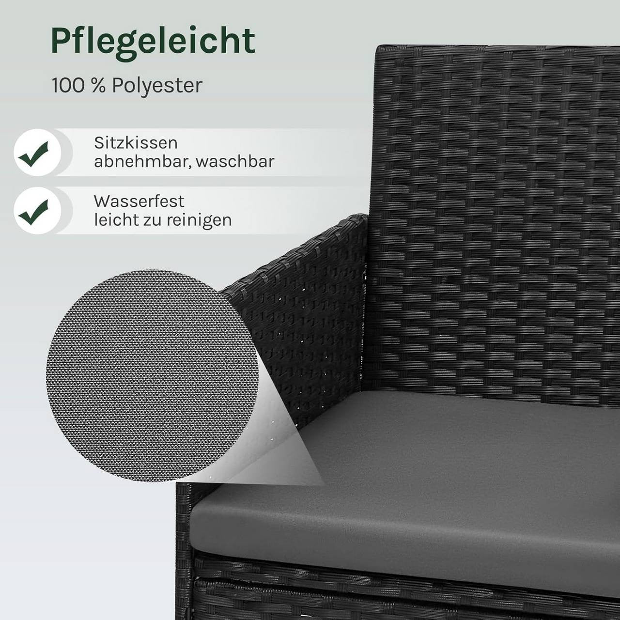 24goodz Outdoor Furniture Set for 4 People - Durable & Weather-Resistant - PE Rattan - For Outdoor Lovers - Black