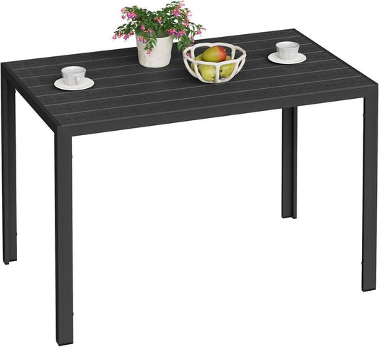 24goodz Outdoor Dining Table - Stylish and Versatile - Waterproof Surface - Aluminium and WPC - For 8-10 People - Black 116x74x70 cm