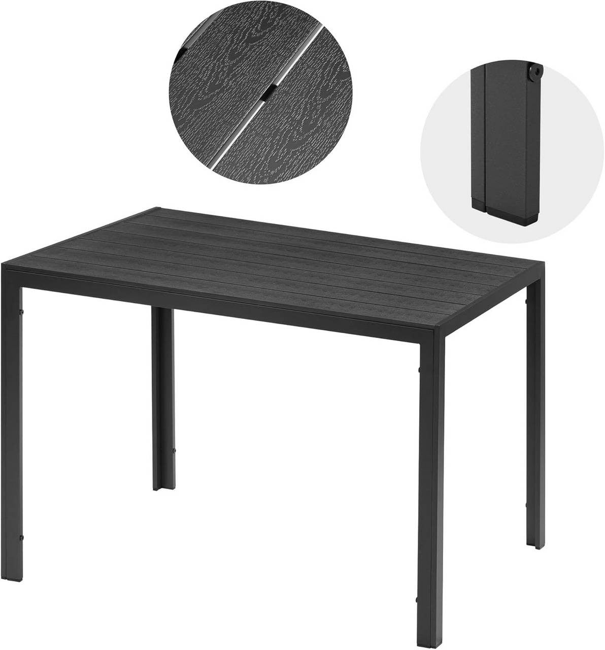 24goodz Outdoor Dining Table - Stylish and Versatile - Waterproof Surface - Aluminium and WPC - For 8-10 People - Black 116x74x70 cm