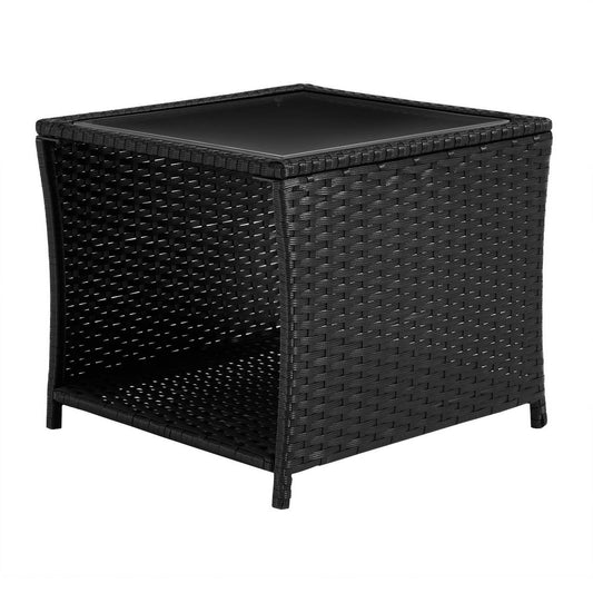 24goodz Outdoor Side Table - Weather Resistant - Stable and Safe - PE-Rattan - For Outdoor and Indoor Use - Black