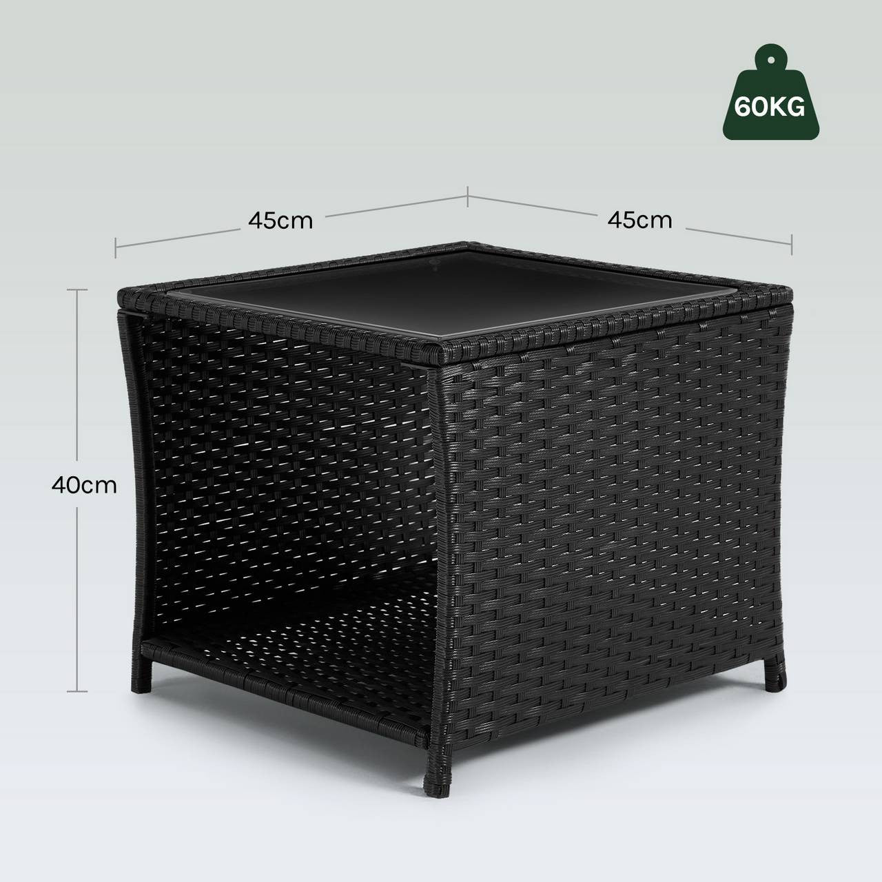 24goodz Outdoor Side Table - Weather Resistant - Stable and Safe - PE-Rattan - For Outdoor and Indoor Use - Black