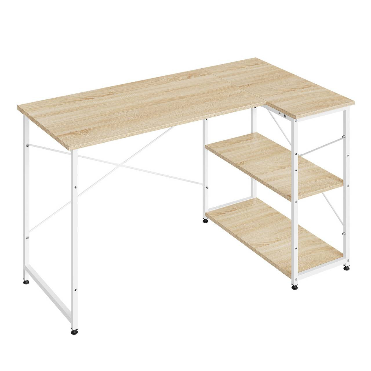 24goodz Office Desk - Stylish and Functional - MDF - For Home and Office - Light Oak + White - hei