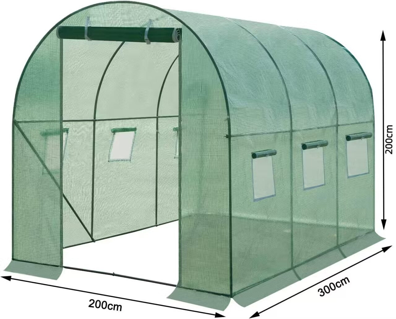 24goodz Greenhouse 300x200x200 cm - Effective Protection for Your Plants - Easy to Assemble - PE Mesh - For Gardening Enthusiasts - Green - gn