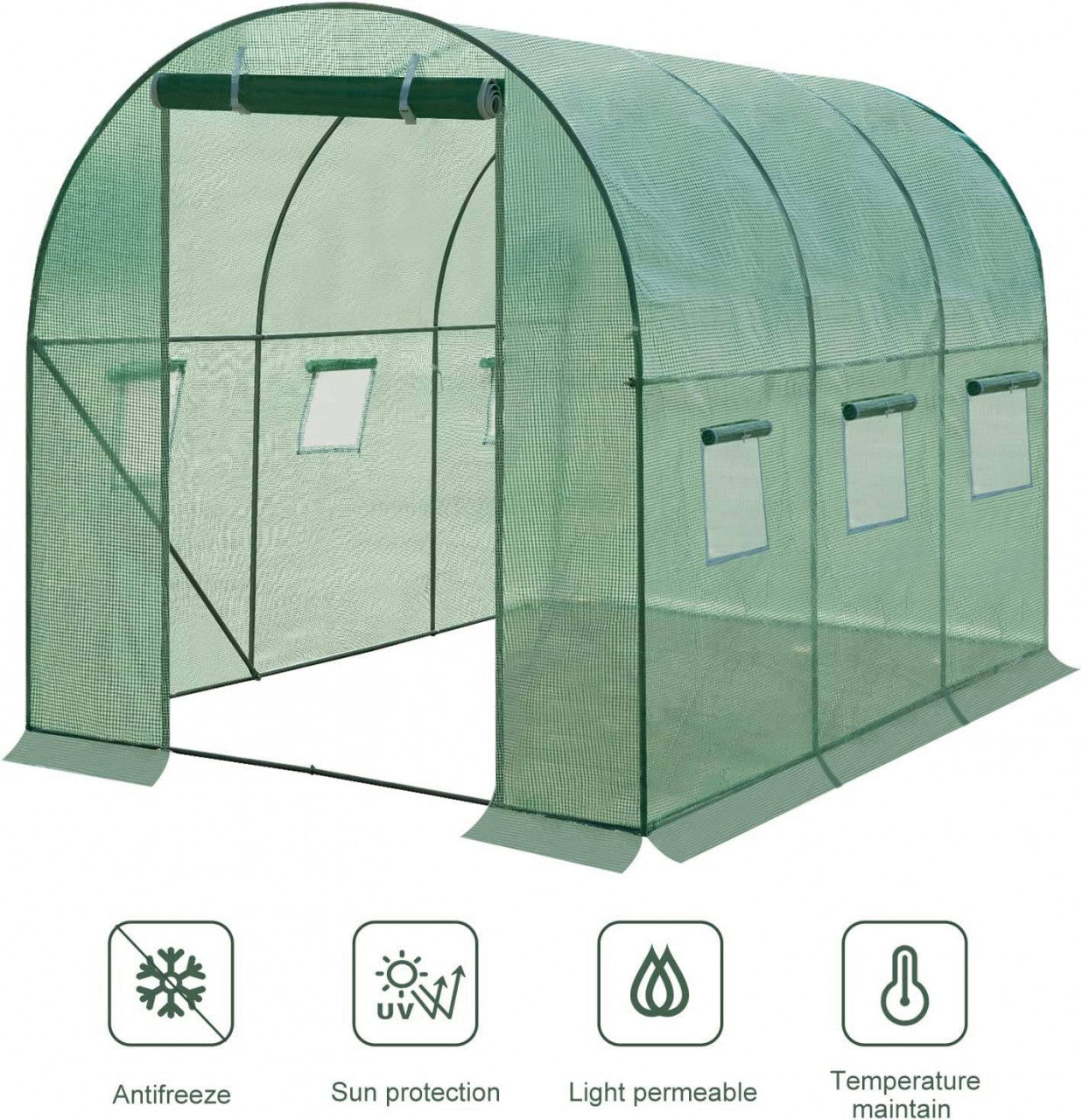 24goodz Greenhouse 300x200x200 cm - Effective Protection for Your Plants - Easy to Assemble - PE Mesh - For Gardening Enthusiasts - Green - gn