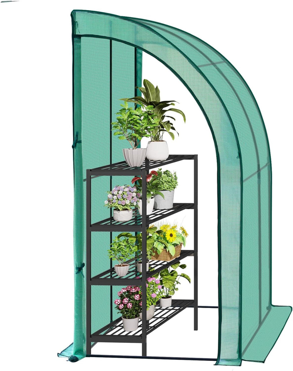 24goodz Greenhouse - Spacious Design - High-Quality PE Cover - 200x210x100 cm - White/Green