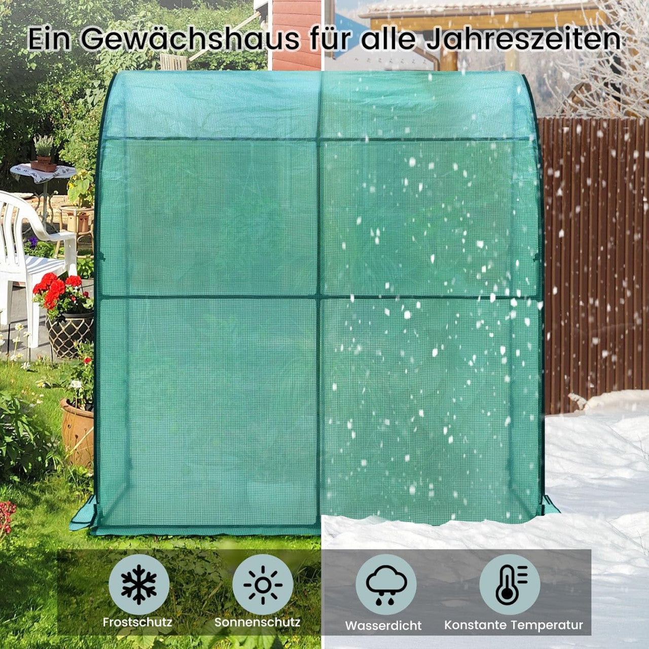 24goodz Greenhouse - Spacious Design - High-Quality PE Cover - 200x210x100 cm - White/Green
