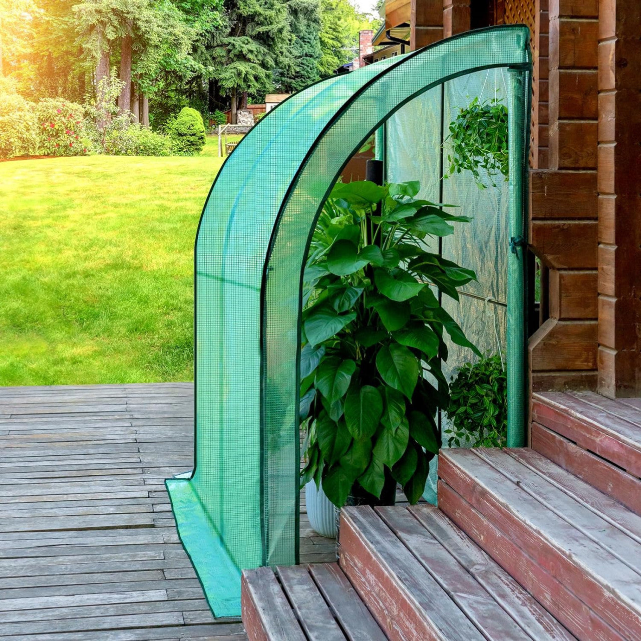 24goodz Greenhouse - Spacious Design - High-Quality PE Cover - 200x210x100 cm - White/Green