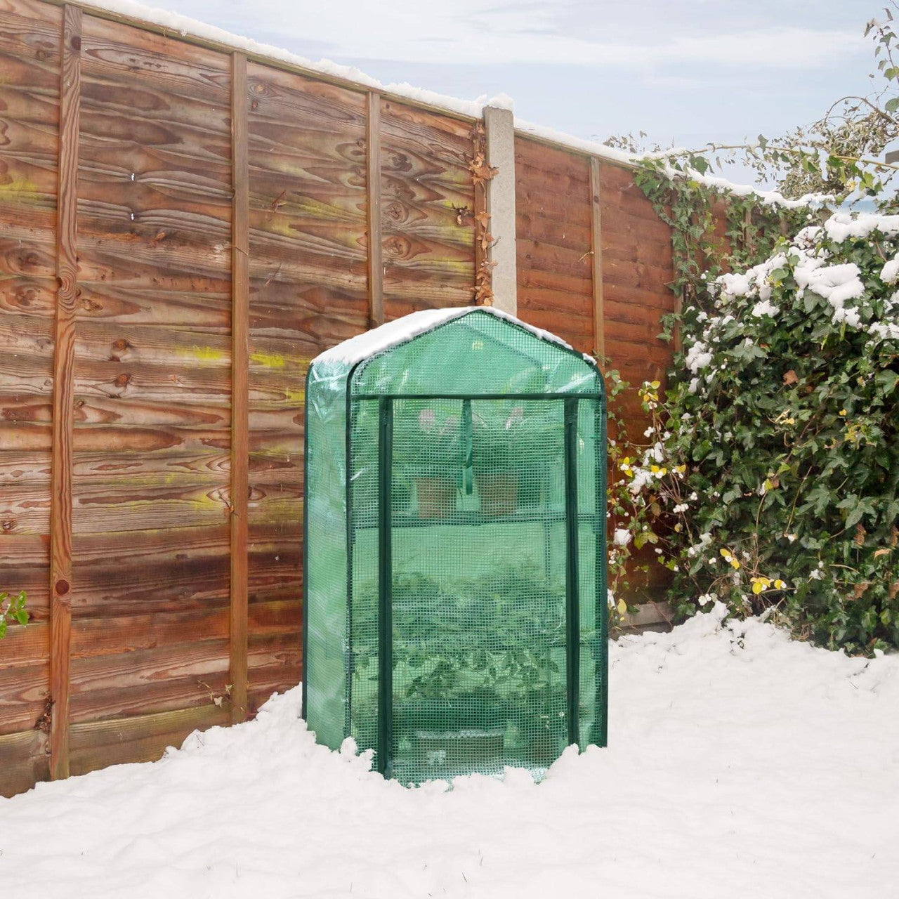 24goodz Mini Greenhouse - Durable & Stable - PE Fabric - For Garden Enthusiasts - White/Green 69x49x125/158 cm