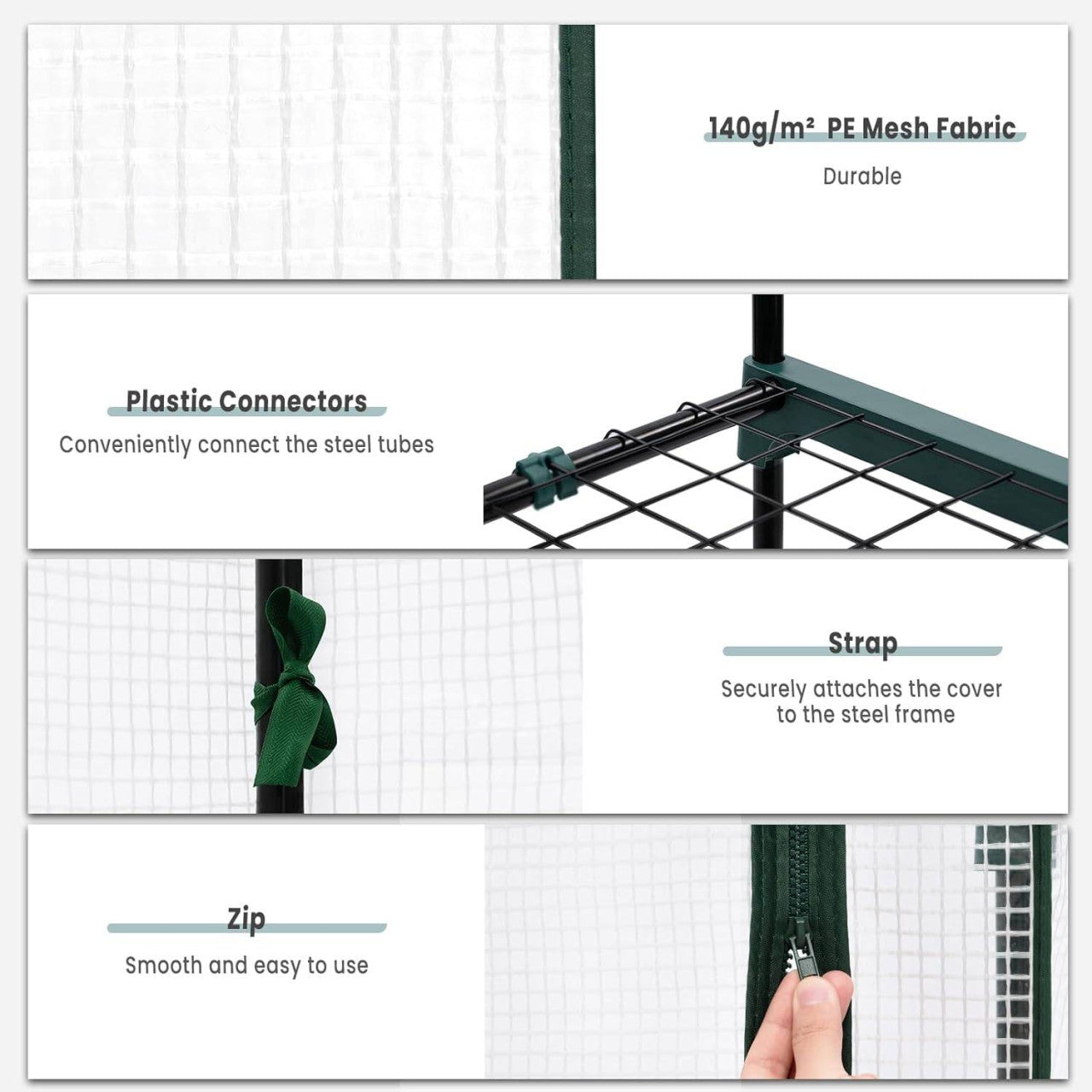 24goodz Mini Greenhouse - Durable and Stable - PE Fabric - For Garden Lovers - White/Green 69x49x125cm
