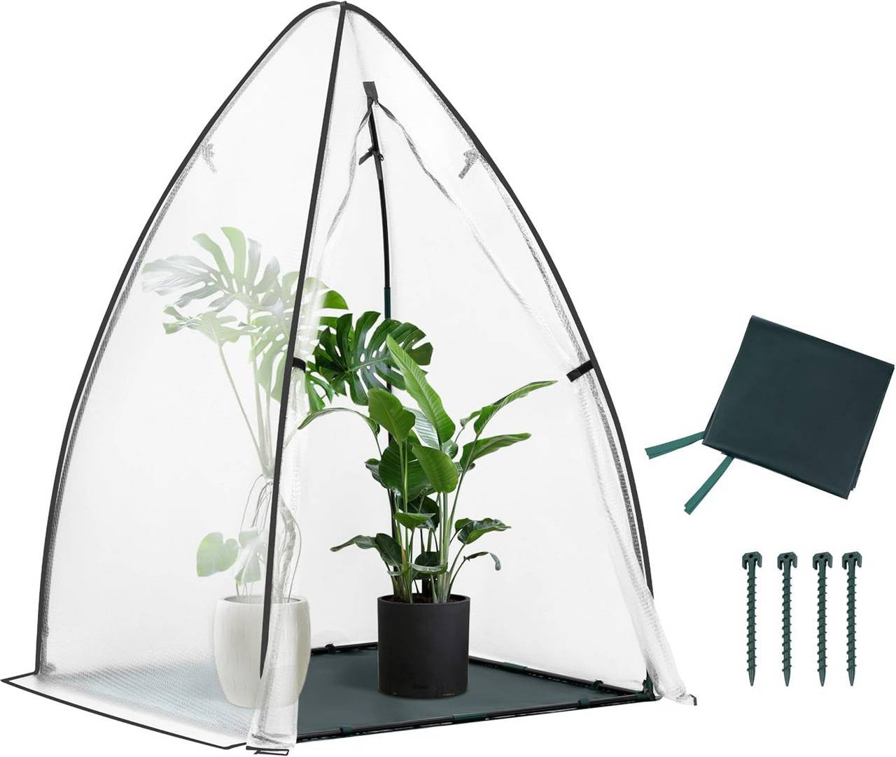 24goodz Mini Greenhouse - Durable and Tear-Resistant - Double-Sided Bubble Foil - For Plant Lovers - 120 x 180 x 120 cm - Dark Green Ground Cover