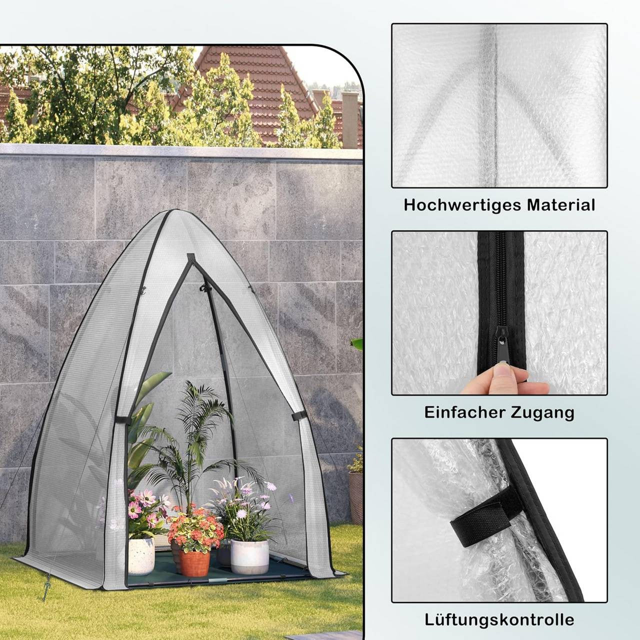 24goodz Mini Greenhouse - Durable and Tear-Resistant - Double-Sided Bubble Foil - For Plant Lovers - 120 x 180 x 120 cm - Dark Green Ground Cover