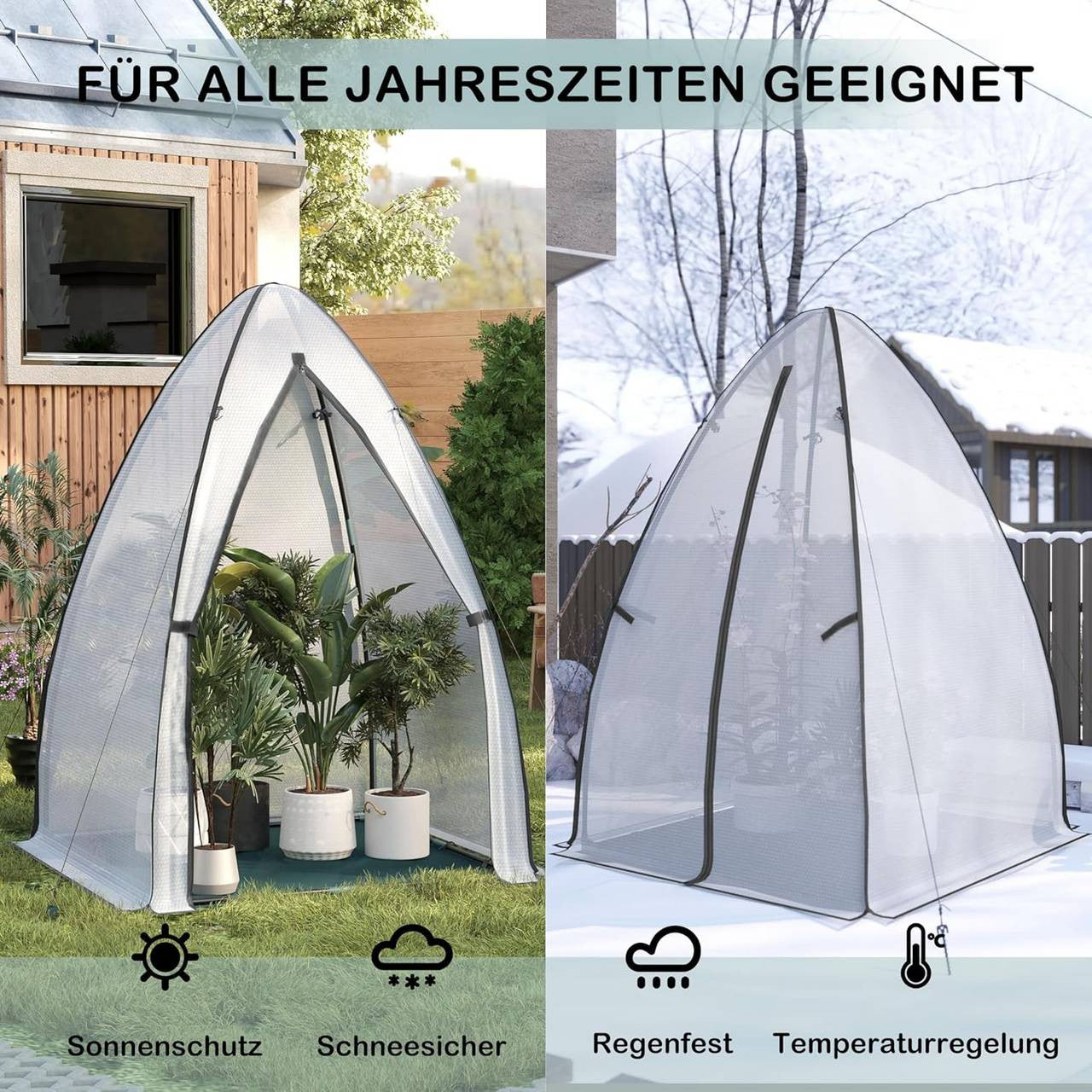 24goodz Mini Greenhouse - Durable and Tear-Resistant - Double-Sided Bubble Foil - For Plant Lovers - 120 x 180 x 120 cm - Dark Green Ground Cover