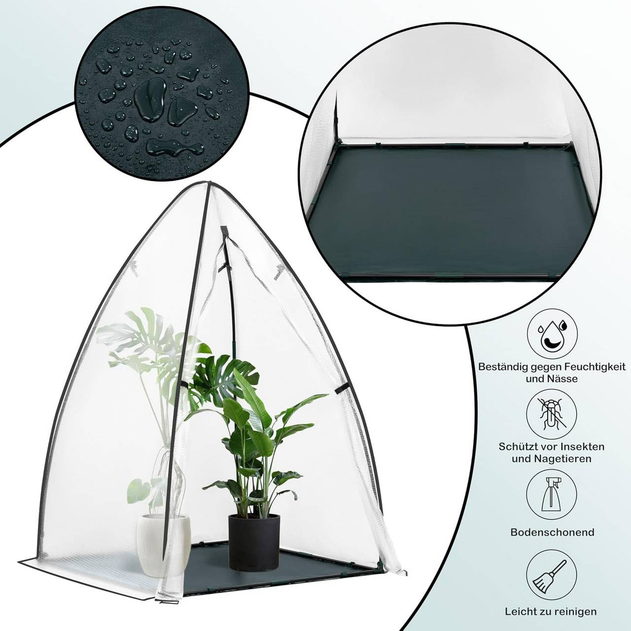 24goodz Mini Greenhouse - Durable and Tear-Resistant - Double-Sided Bubble Foil - For Plant Lovers - 120 x 180 x 120 cm - Dark Green Ground Cover