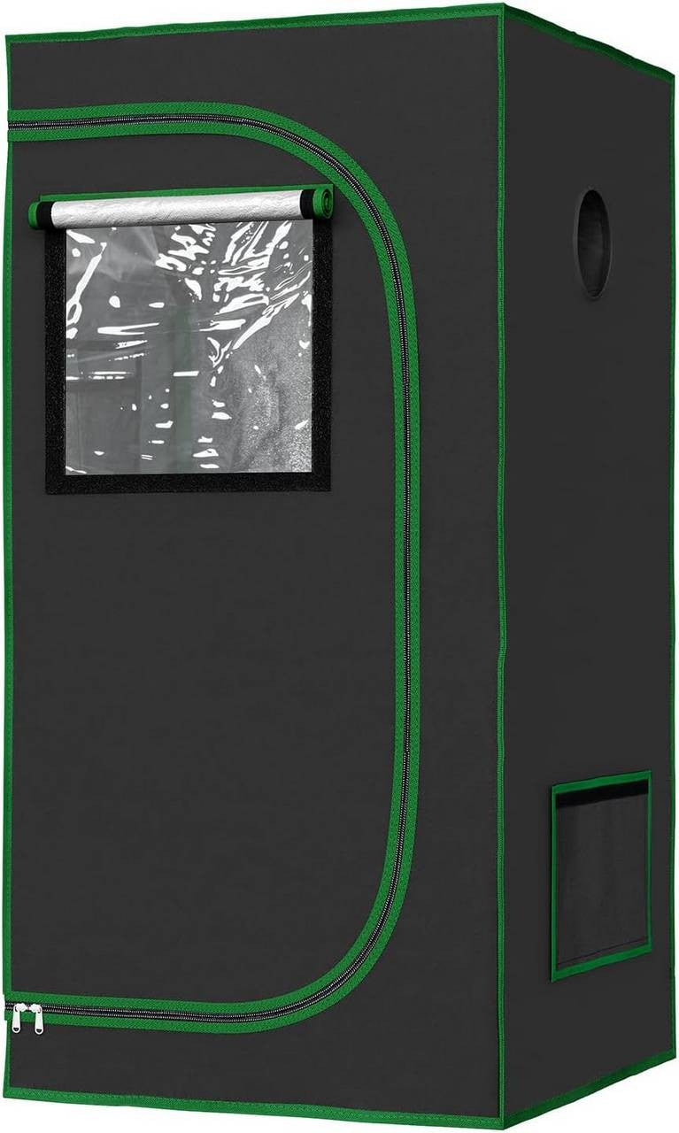 24goodz Indoor Greenhouse - Full Climate Control - Light-Utilizing Design - 600D Oxford Fabric - For Year-Round Use - Black