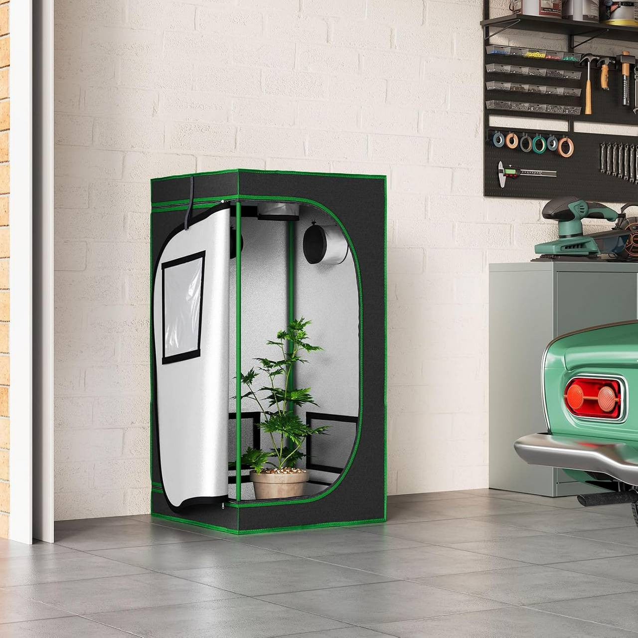 24goodz Indoor Greenhouse - Full Climate Control - Light-Utilizing Design - 600D Oxford Fabric - For Year-Round Use - Black
