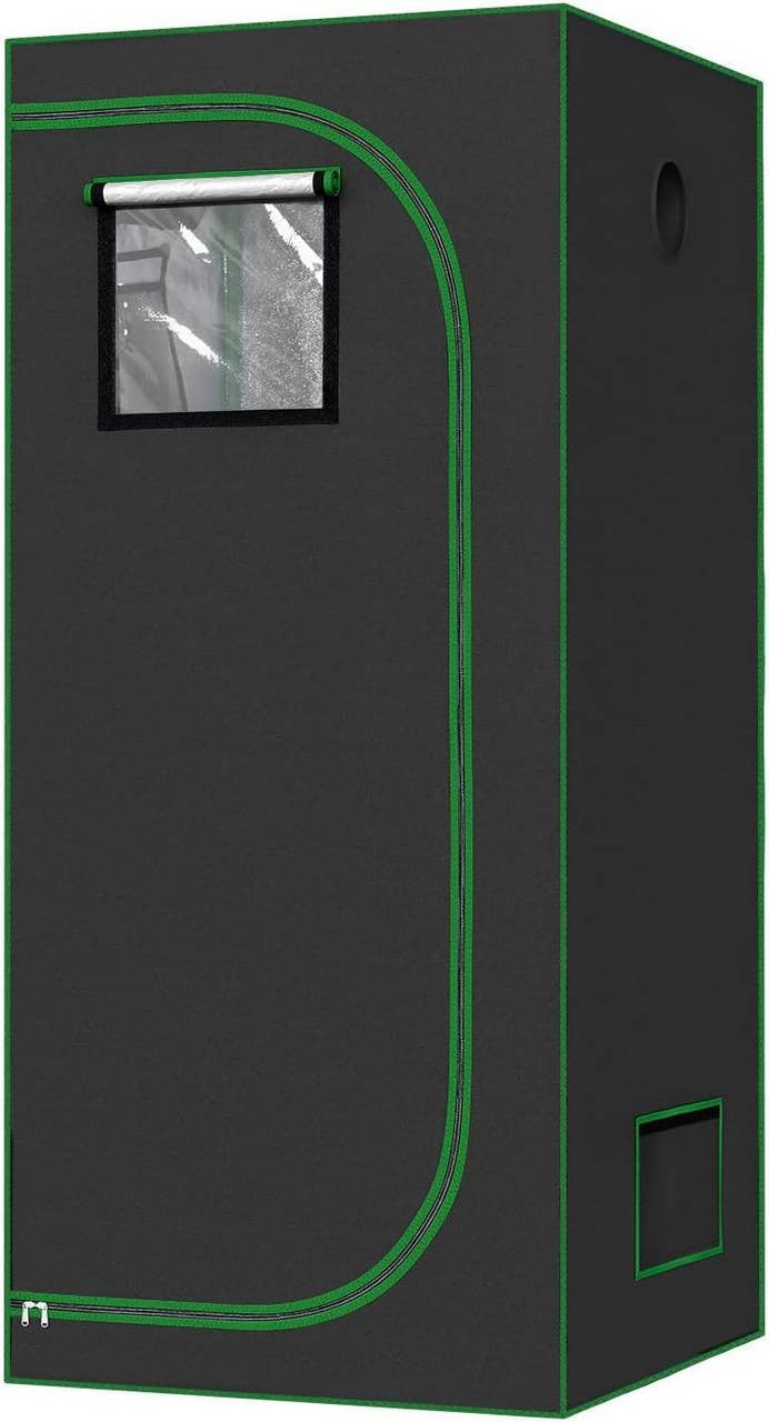 24goodz Indoor Greenhouse - Complete Climate Control - Easy Assembly - 600D Oxford Fabric - For Year-Round Use - Black