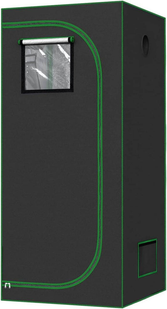 24goodz Indoor Greenhouse - Complete Climate Control - Easy Assembly - 600D Oxford Fabric - For Year-Round Use - Black
