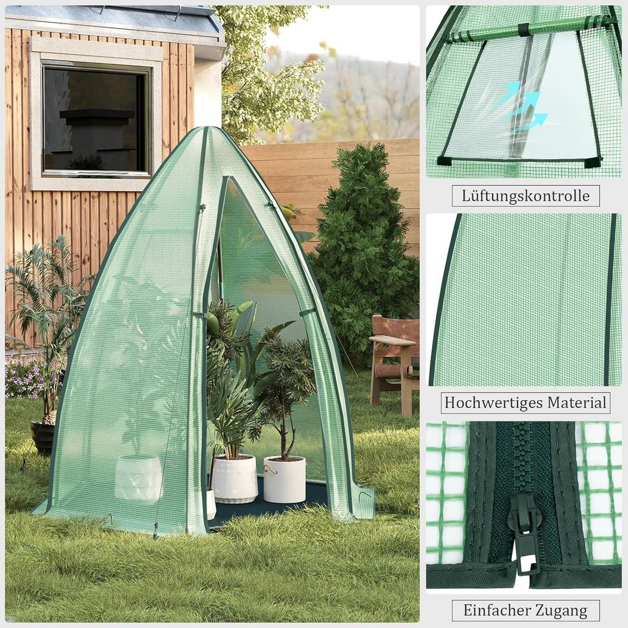 24goodz Greenhouse - Durable and Weather-Resistant - 130 g/m² PE - For Garden Enthusiasts - 160 x 180 cm