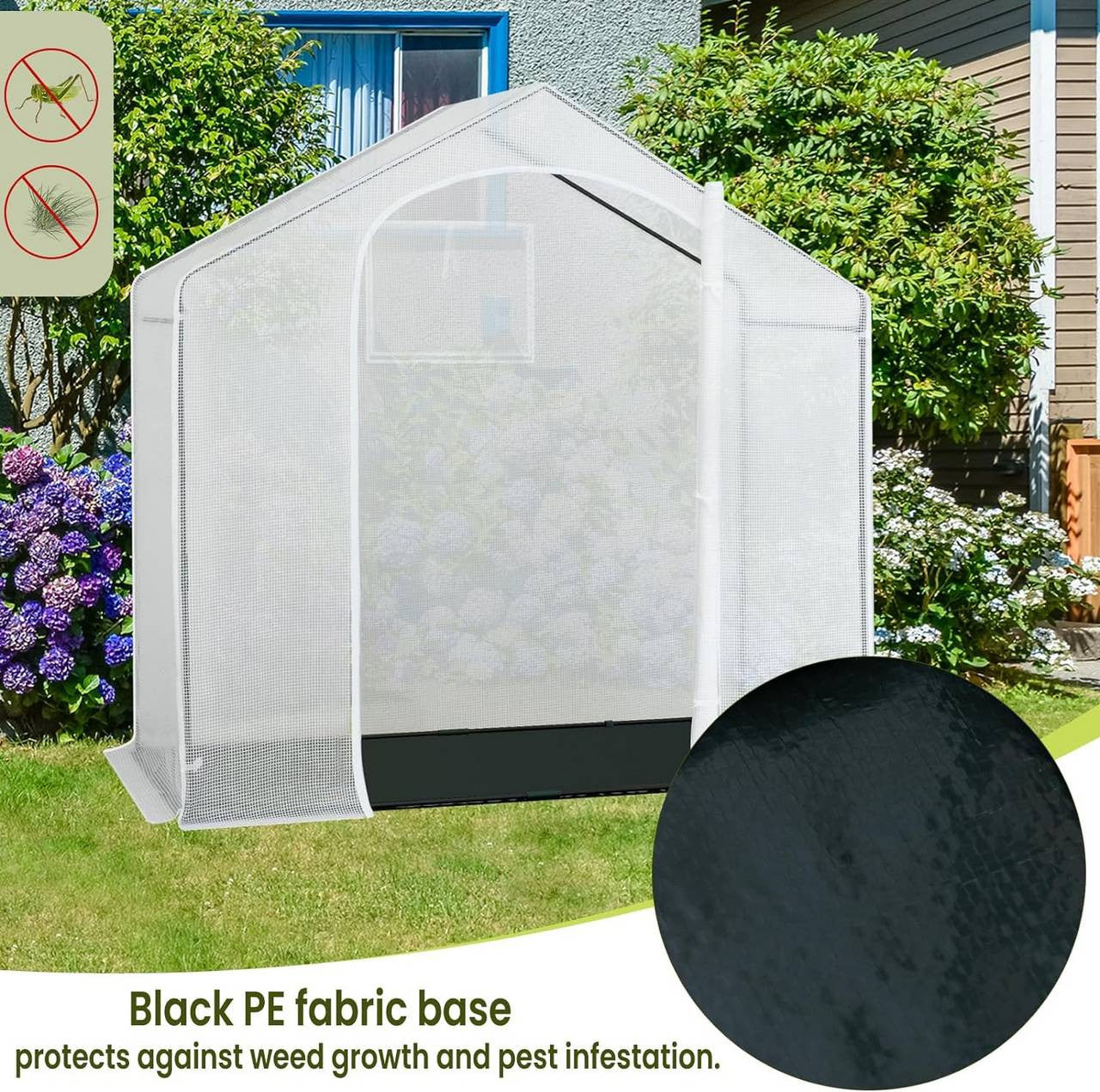 24goodz Greenhouse - Optimal Climate for Plants - Durable and Stable - Steel Tube - For Garden Enthusiasts - 200x80x200 cm - White