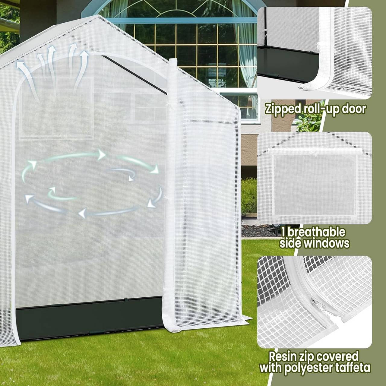 24goodz Greenhouse - Optimal Climate for Plants - Durable and Stable - Steel Tube - For Garden Enthusiasts - 200x80x200 cm - White