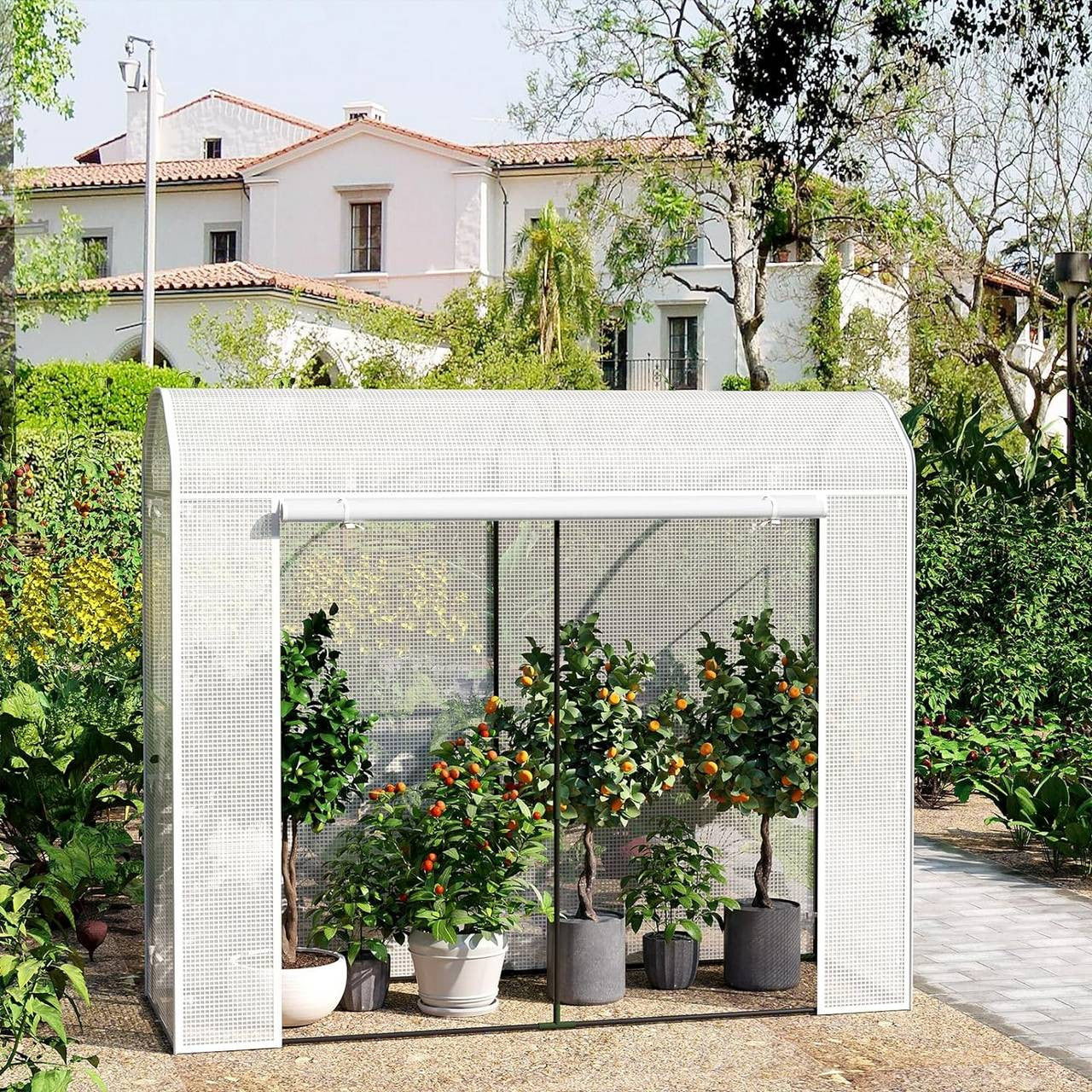 24goodz Greenhouse - Optimal Climate for Plants - Durable and Stable - Steel Pipe and PE - For Garden Enthusiasts - 170x68x200 cm - White