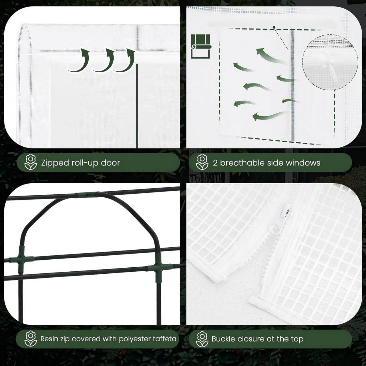24goodz Greenhouse - Optimal Climate for Plants - Durable and Stable - Steel Pipe and PE - For Garden Enthusiasts - 170x68x200 cm - White