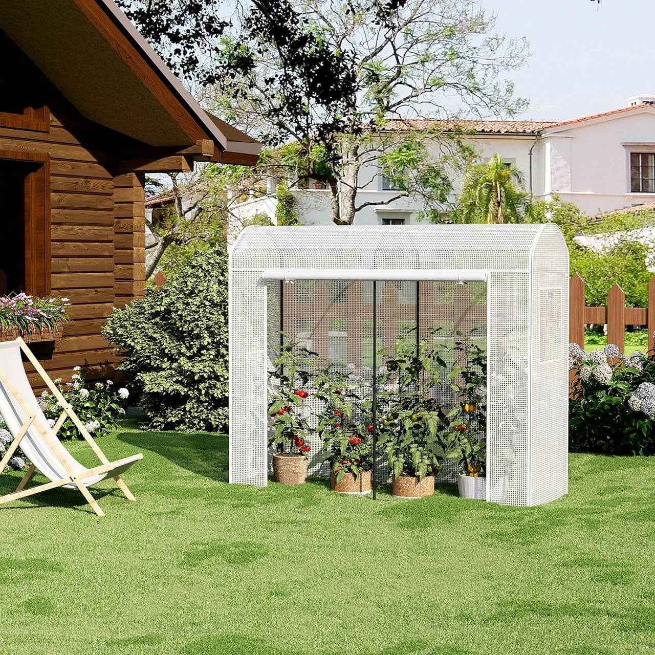 24goodz Greenhouse - Optimal Climate for Plants - Durable and Stable - Steel Pipe and PE - For Garden Enthusiasts - 170x68x200 cm - White