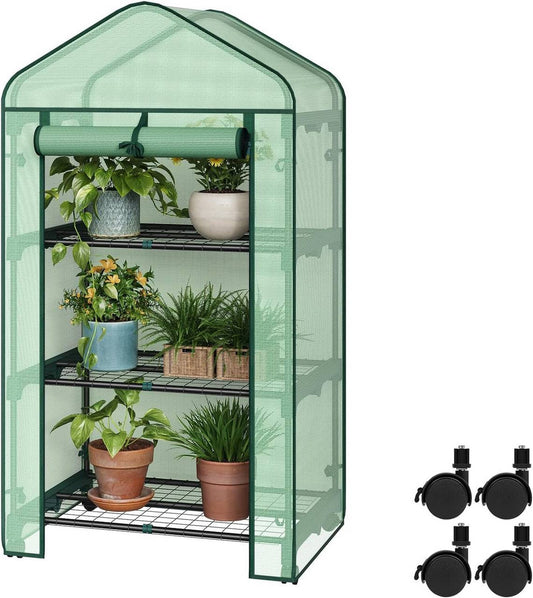 24goodz Portable Greenhouse with 3 Shelves - Durable and Weather-Resistant - 140 g/m² PE - For Plant Lovers - 70 x 130 x 50 cm