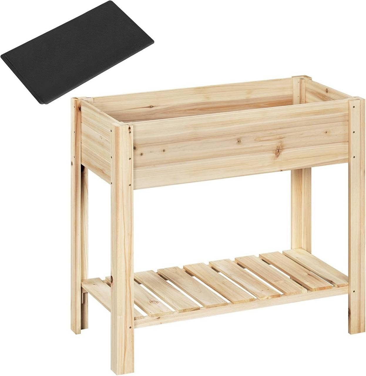 24goodz Raised Wooden Garden Bed - Weatherproof & Moisture Resistant - Pine Wood - For Garden Enthusiasts - Brown/Wood Colour - 80 x 75 x 40 cm