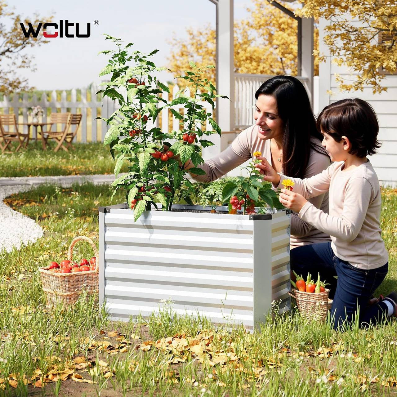 24goodz Raised Garden Bed - Durable Galvanized Steel - Ergonomic Design - Galvanized Steel - For Garden Enthusiasts - Silver 100x56x40 cm