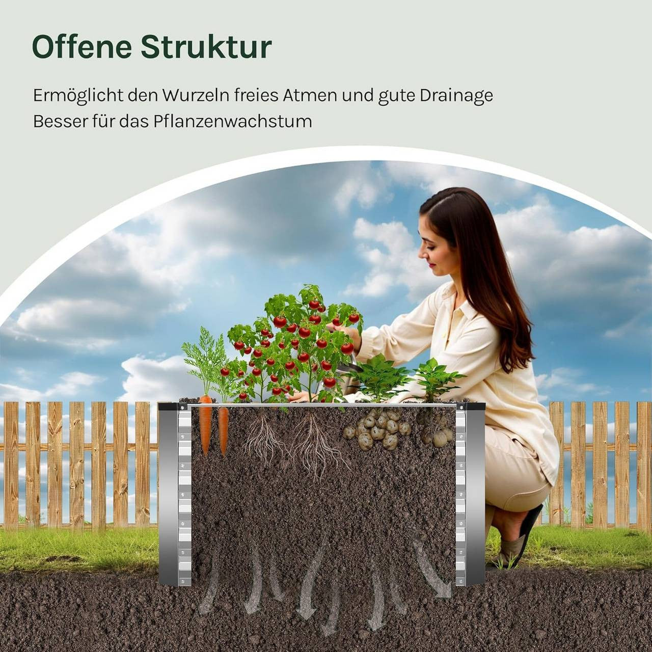 24goodz Raised Garden Bed - Durable Galvanized Steel - Ergonomic Design - Galvanized Steel - For Garden Enthusiasts - Silver 100x56x40 cm