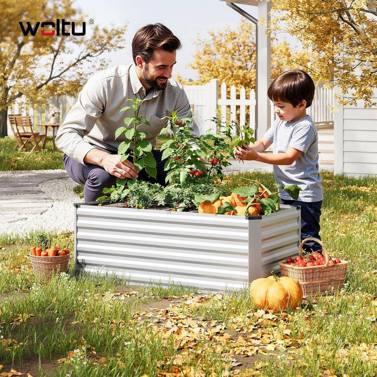 24goodz Raised Garden Bed - Durable Galvanized Steel - Ergonomic Design - 160 x 56 x 80 cm - Silver