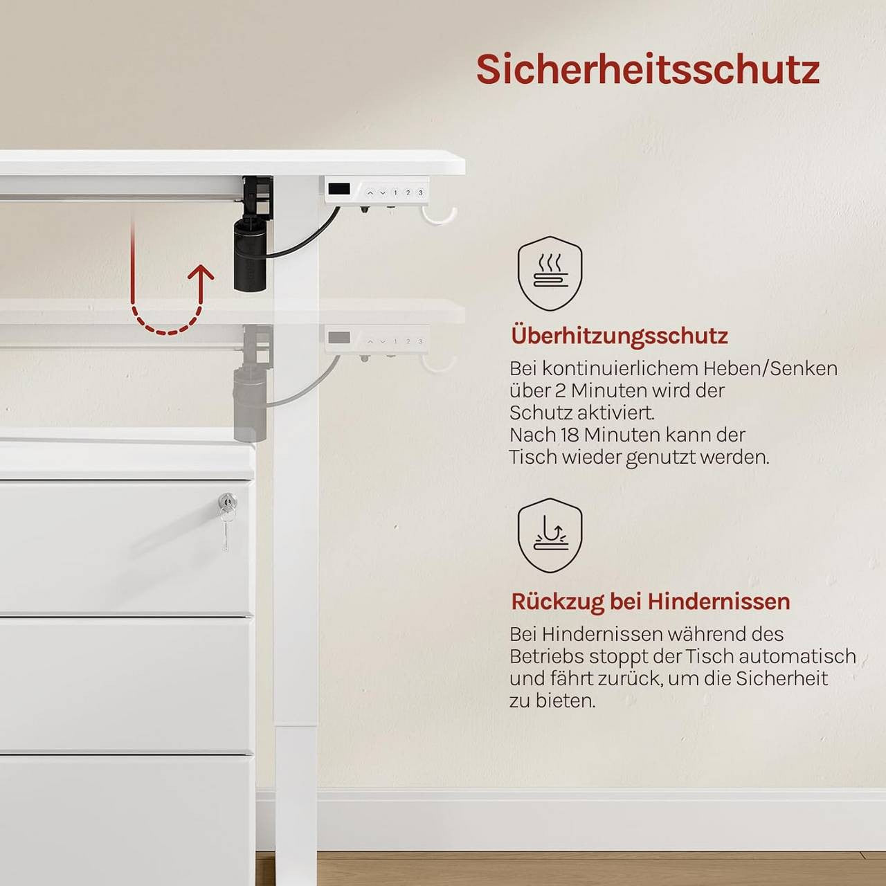 24goodz Height Adjustable Desk - Memory Function - Sturdy Steel Frame - For Home Offices - White/Black - 100 x 48 cm - wsdc