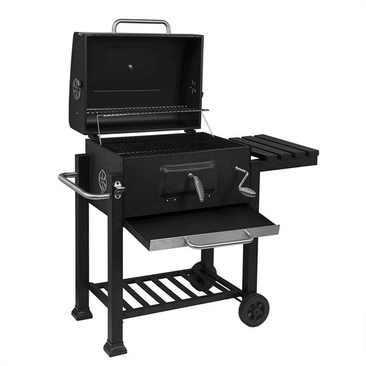 24goodz Charcoal Grill with Lid - Mobile Design for Easy Transport - Steel - For BBQ Lovers - Black - sz