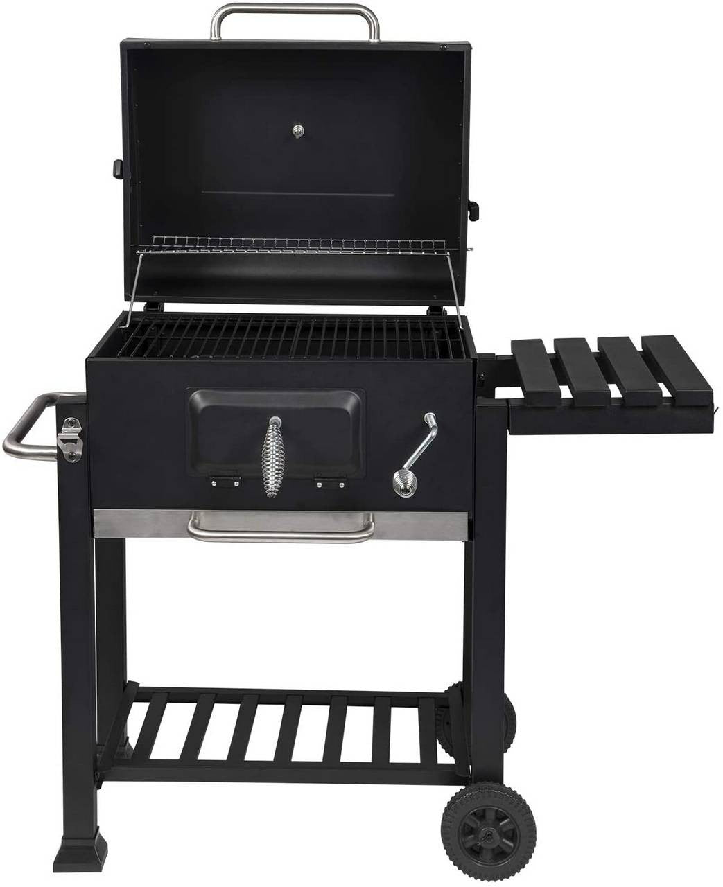 24goodz Charcoal Grill with Lid - Mobile Design for Easy Transport - Steel - For BBQ Lovers - Black - sz
