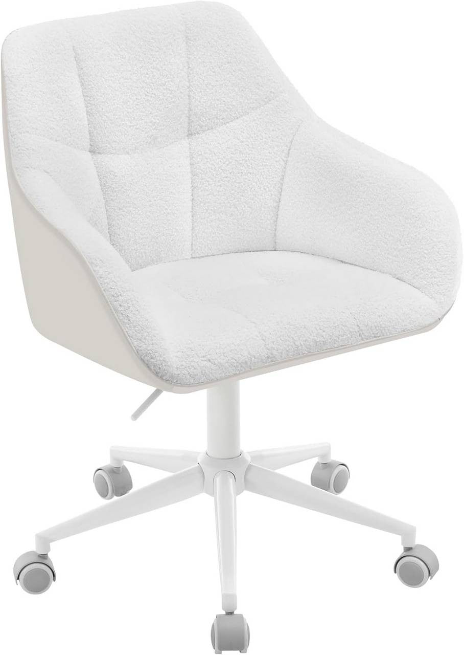 24goodz Ergonomic Office Chair - Stylish & Versatile - Bouclé Fabric - For Home and Office - Cream + Beige